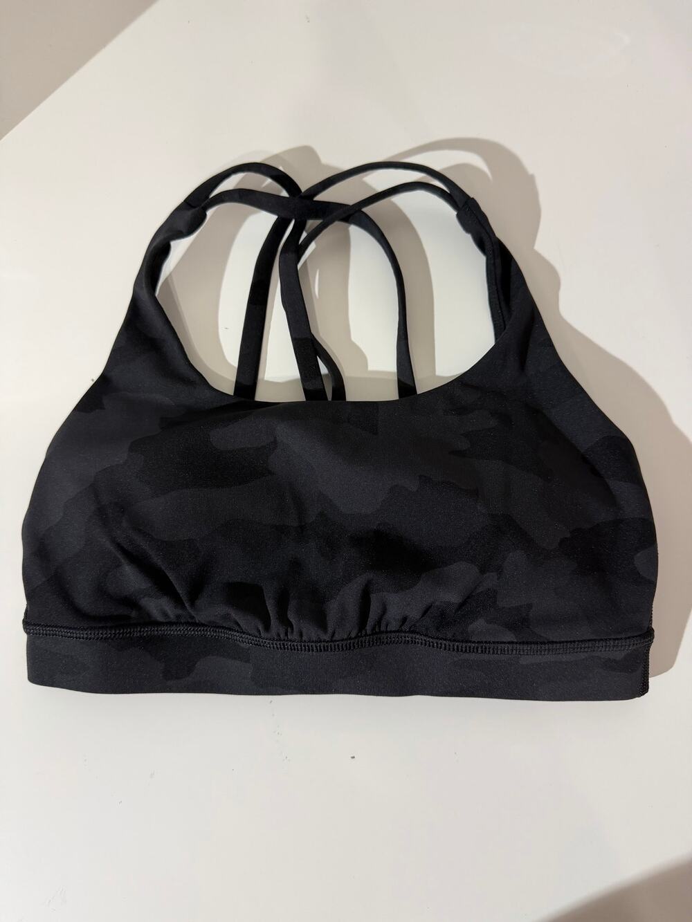 lululemon athletica Black Camo Strappy Sports Bra
